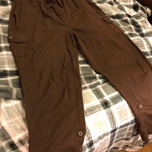 Woman Within Plus size Chocolate brown casual pants 100% cotton